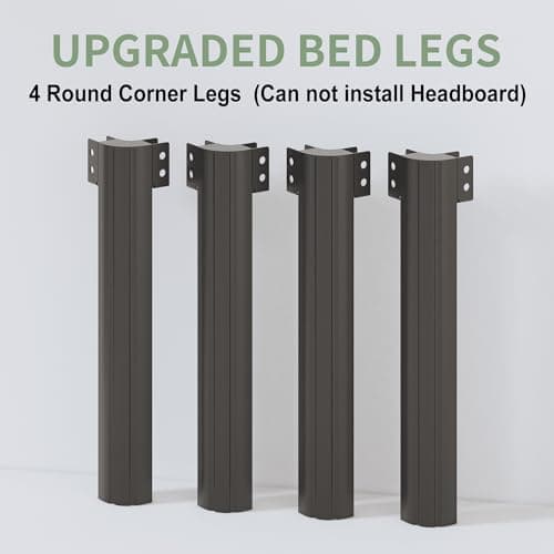 7 Inch Low Queen Bed Frame with Rounded Corner Legs, 2000 LBS Heavy Duty Metal Slats Support Queen Platform Bed Frame No Box Spring Needed, Easy Assembly, Black