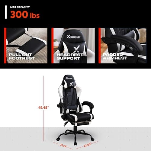X Rocker PC Computer Gaming Desk Chair with Wheels, College Dorm Room Essentials for Guys and Girls, Adjustable, Ergonomic Office Chair for Gamers