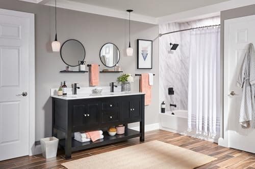 Moen Genta LX Matte Black One-Handle Modern Bathroom Sink Faucet with Optional Deckplate and Low-Arc Spout for Bath Countertop, 6702BL
