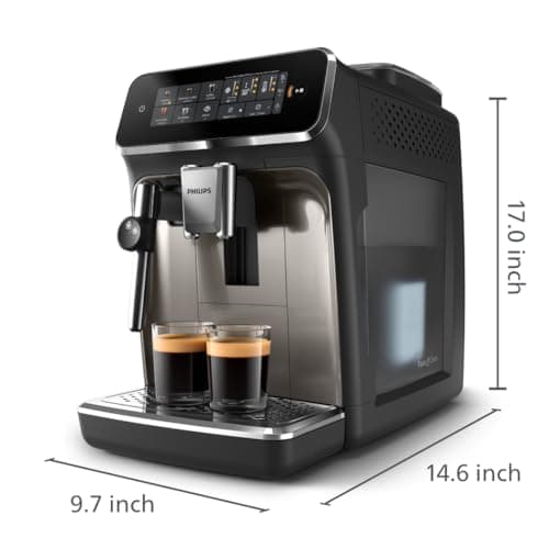 PHILIPS Series 2300 Fully Automatic Espresso Machine - 4 Hot Drinks, Fast Clean, 40% Quieter SilentBrew, Aquaclean Filter, Matte Black (EP2330/10)
