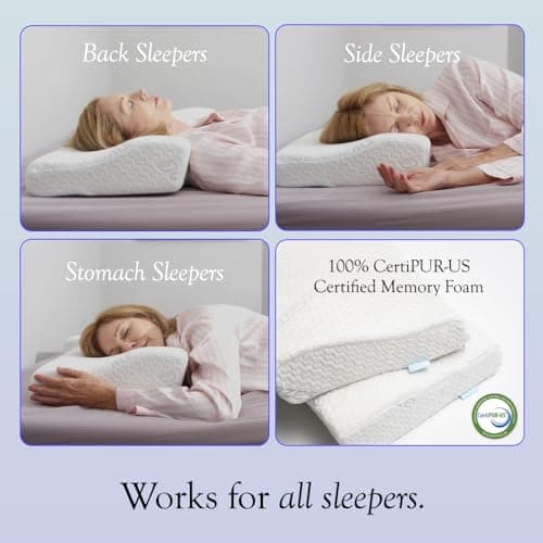 Dosaze Contoured Orthopedic Pillow, Queen Size Bed Pillow for Neck Pain Relief - Medium Firm, Bed Pillow for Back, Stomach and Side Sleepers, CertiPUR-US/Oeko-Tex