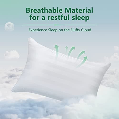 COZSINOOR Bed Pillows for Sleeping Queen Size - Hotel Quality Set of 2 - Breathable Down Alternative Microfiber Filled for Back, Stomach, Side Sleepers, Cooling & Skin-Friendly