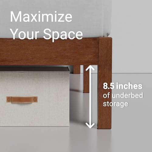 LIFEMENT Classic Wood Platform Bed Frame with Headboard, Essential, Noise Free, Under Bed Storage, No Box Spring Needed, Easy Assembly (Cherry, Queen (U.S. Standard))