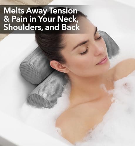 Everlasting Comfort Luxury Bath Pillow - Head, Neck, Back Soft Cushion for Bathtub, Spa & Relaxation