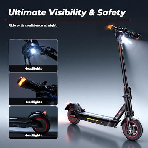 iScooter Electric Scooter Adults, 50/37 Miles Long Range,28 MPH Max Speed, 800W Motor E Scooter Foldable with 10" Pneumatic Tires, Turn Signals, Dual Suspension & Double Brakes, Smart App
