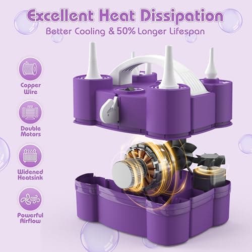 Balloon Pump, Triple Inflating Ports for 260q Foil Latex Mylar Balloon, 3-in-1 Electric Air Pump for Inflatables and Balloons, Inflator Deflator for Swimming Rings Air Mattress Pool Floats