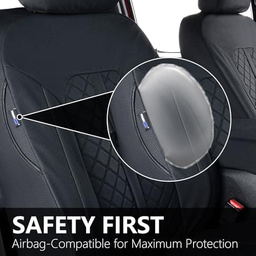 Truckiipa F150 Seat Covers Full Set Leather Waterproof Car Seat Cover Seat Protector Custom Fit for 2015-2024 Ford F150 SuperCrew, 2017-2024 F250 F350 F450 Super Duty Crew Cab, Full Set, Black