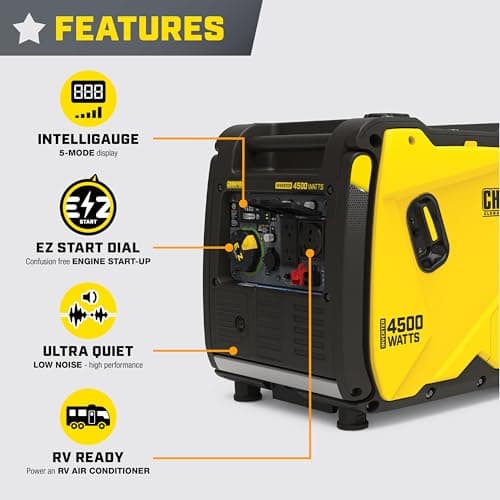 Champion Power Equipment 4500-Watt RV Ready Portable Inverter Generator with Quiet Technology and CO Shield