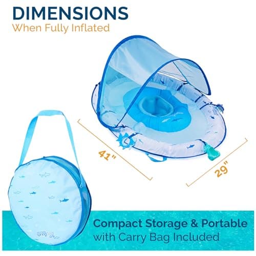 Swimways Ultra Baby Spring Float, Premium Inflatable Baby Pool Float with Sun Canopy, Fast Inflation & Carry Bag (9-24 Months), Mermaid Toys for Kids