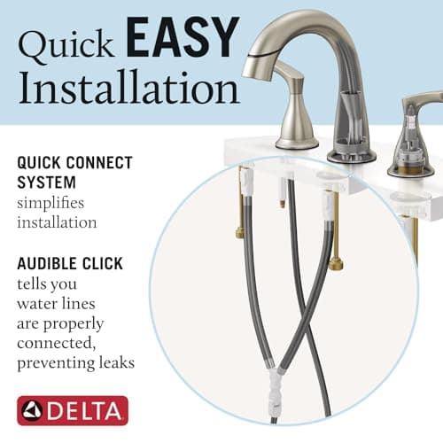 Delta Faucet Broadmoor Pull Down Bathroom Faucet Brushed Nickel, Bathroom Faucet, Widespread Bathroom Faucet 3 Hole with Magnetic Docking, Bathroom Sink Faucet, SpotShield Stainless 35765LF-SPPD