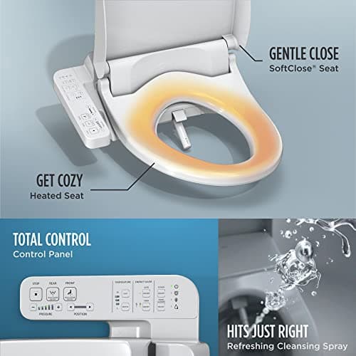 TOTO WASHLET A2 Electronic Bidet Toilet Seat with Heated Seat and SoftClose Lid, Elongated, Cotton White - SW3004#01