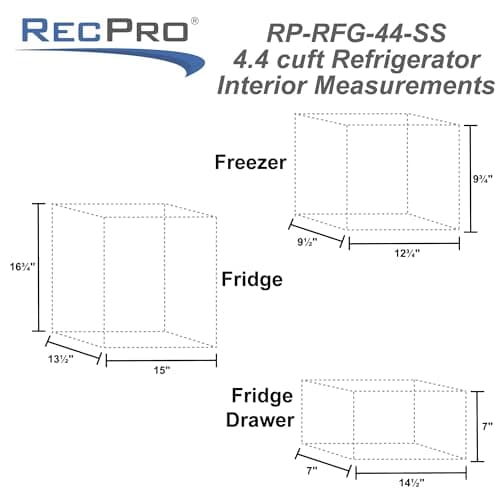 RecPro 4.4 Cu Ft RV Refrigerator | 12V Stainless Steel Fridge with Freezer | Frost-Free, Adjustable Shelves, Built-In Lock, Reversible Door | Off-Grid Ready Camper Fridge with Can Holder