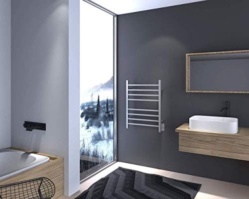 HEATGENE Towel Warmer, Heated Towel Warmer Rack, Wall-Mounted Hardwired/Plug-in Electric Towel Warmers for Bathroom, Hot Towel Rails - Mirror Polish