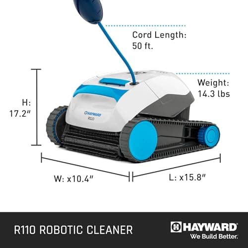 Hayward The Pool Cleaner R110 Robotic Cleaner (2024 New) - Top Loading Easy Clean Basket, Smart Navigation, Programmable Timer, Fine/Ultra Fine Filters for In-Ground and Above Ground Pools up to 33ft