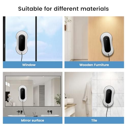 Portable Window Cleaning Robot, Ultrasonic Dual Spray,3000Pa Suction Power, Window Cleanner with Intelligent Edge Detection, Infrared Remote Control