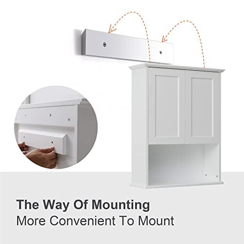 Bathroom Wall Cabinet Wooden Medicine Cabinet Buffering Hinge MDF Material Over Toilet Storage 23"x29" and Adjustable Shelves Cupboard Above Toilet with Large Space