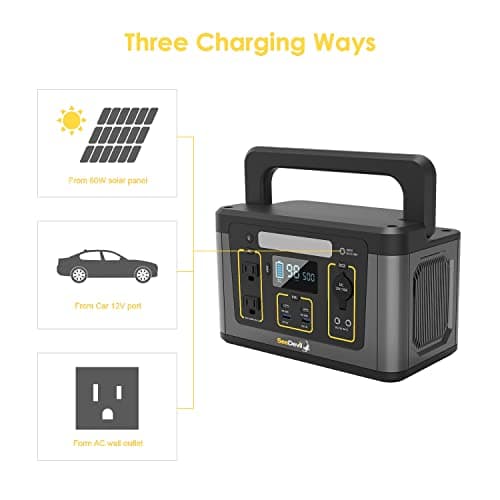 SeeDevil Portable Power Station 500W, 560Wh Lithium Battery, 110V/500W Pure Sine Wave AC Outlet, Solar Generator (Solar Panel Not Included) Great for Camping, Emergency Power, Off-Grid, Outdoor use