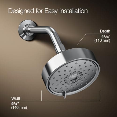 KOHLER 22170-CP Purist 2.5 GPM Multi Function Shower Head with MasterClean and Katalyst Air-Induction Spray Technology, Polished Chrome