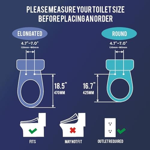 Upgrade Bidet Toilet Seat Elongated, Rear and Feminine Wash, Unlimited Warm Water, Heated Seat, Warm Air Drying, Soft Close Lid, Sense Seat, Smart Bidet Seat Elongated Requires Electricity