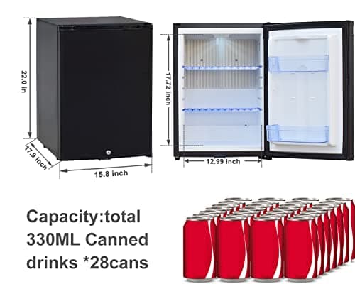 SMETA 12 Volt Refrigerator 12v 1.2 cuft RV Mini Fridge with Lock Truck Refrigerator DC 12V|110V Compact Small Fridge for Freightliner Cascadia Wheeler Trucker Drivers, Camper, Boat, Marine