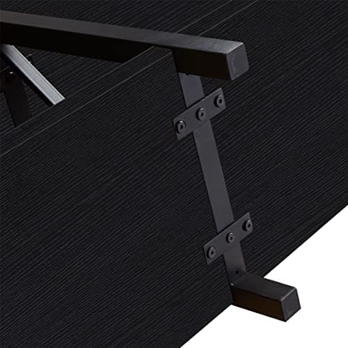 IBF Black Console Table, Modern Industrial Sofa Table with 3 Tier Storage Shelves, Farmhouse Wooden Metal Entryway Table for Living Room, Hallway, or Foyer, Black Oak, 63 Inch