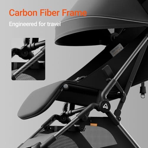 Lightweight Baby Travel Stroller with Carbor Fiber Frame, Compact & Airplane-Friendly, One-Handed Folding Design, 11.6 lbs, Perfect for Toddlers, Jet