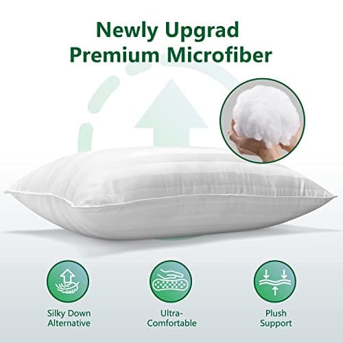 COZSINOOR Bed Pillows for Sleeping Queen Size - Hotel Quality Set of 2 - Breathable Down Alternative Microfiber Filled for Back, Stomach, Side Sleepers, Cooling & Skin-Friendly