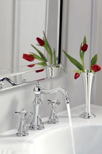 Moen Weymouth Chrome Two-Handle Widespread Cross Handle Bathroom Faucet Trim Set, Valve Required, TS42114