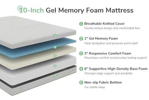 Novilla King Mattress in a Box, Memory Foam Mattress King Size 10 Inch, Medium Firm Mattress for Back Pain Relief and Support, Gel Infused, Ataraxia