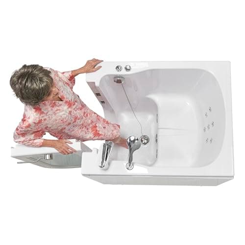 Ella Front Entry 32"x40" Acrylic Hydro Massage Walk-In Bathtub, Right Outward Swing Door, 2 Piece Fast Fill Faucet, 2" Drain