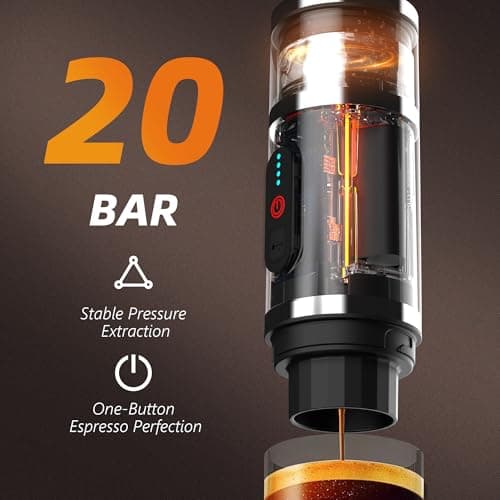 Hobsir Portable Electric Espresso Maker, 9000mAh Milk Frother Travel Coffee Machine for Camping, Car Coffee Maker with Frothing Base, USB-C, 3in1 Capsule, Portable Small Espresso Coffe Machine, Black