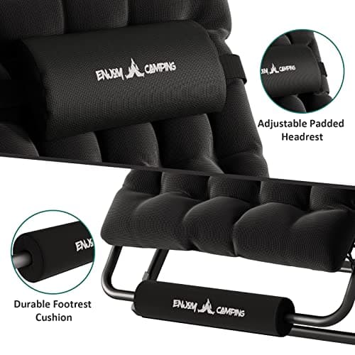 UDPATIO Oversized Zero Gravity Chair 33In XXL Patio Reclining Chair with Cushion, Outdoor Folding Recliner with Pillows|Cup Holder|Foot Rest|Padded Headrest, Black, Support 500LB