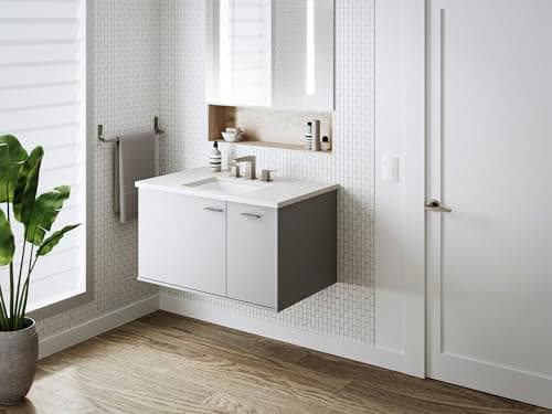 KOHLER Verticyl 17" Rectangular Undermount Bathroom Sink, White, Overflow Drain, Undermount Installation