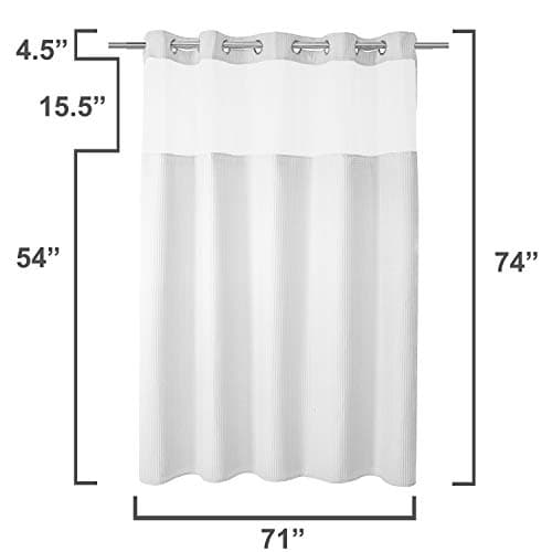 River Dream White Fabric Shower Curtain Set, Cotton Blend, Waffle Weave, with Snap in Replacement Liner，71 x 74 inches