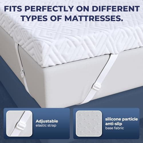 Memory Foam Mattress Topper - 3 Inch Gel Mattress Pad for Pressure Relief, Premium Soft Cooling Sleep Bed Topper, Non-Slip Design with Removable & Washable Cover (White, Queen)