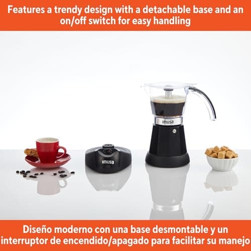 Imusa 6 or 3cup Electric Espresso Maker, Black