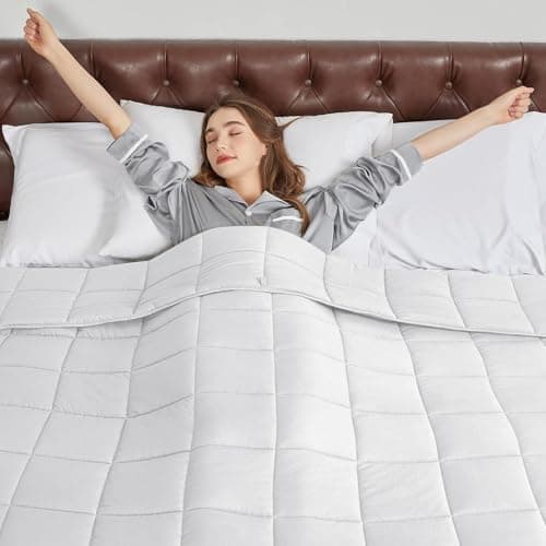 CYMULA Weighted Blanket for Adults (20lbs 80"x87" King Size) - Cooling Breathable Heavy Blankets for Summer Winter - Ultra Microfiber Soft Comfort Blanket with Glass Beads - Gifts for Men/Women