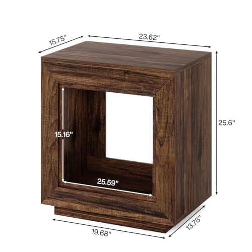 Tribesigns Rustic Wood End Table, 2 Tiered Square Side Table with Storage Shelf, Industrial Sofa Side Table for Living Room, Entrance (Rustic Brown) (1)