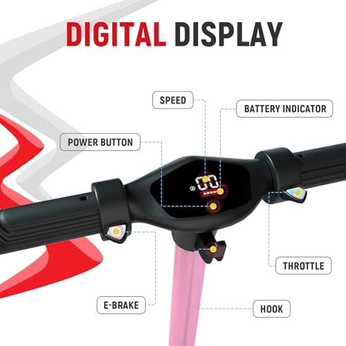 Foldable Electric Scooter for Kids, with Bright Front LED Lights,Shining Pedal Lights, LED Display, Dual Brakes 150W Motor Kids Electric Scooter, UL2272 Certified