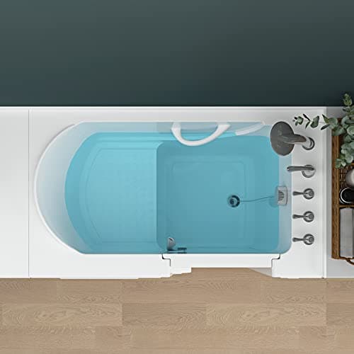 FerdY Floridian 52" Walk-in Bathtub with Right-Side Door Opening and Quick Fill and Drain System, Rectangular Soaking Bathtub in White