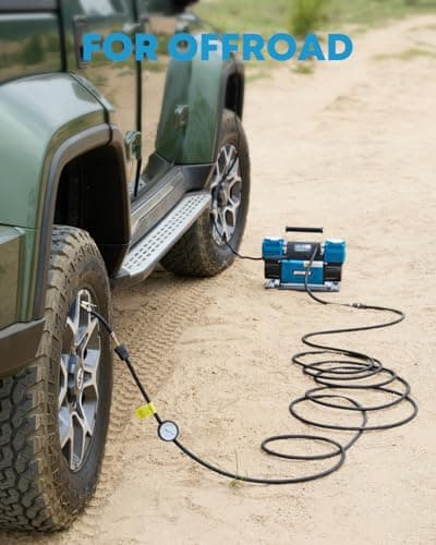 Kohree 12V Dual Cylinder Air Compressor, 12.35 ft³/Min Fast Tire Inflator, Portable Heavy Duty Tire Pump with Max 150 PSI for Offroad Truck, RV, 4x4 Vehicles