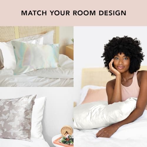 Kitsch Satin Pillowcase with Zipper for Hair & Skin, Softer Than Silk Pillow Cases Queen Size Set of 2, Wrinkle-Free, Smooth and Cooling Satin Pillow Covers, Standard Size 19"x26" - Ivory, 2pcs