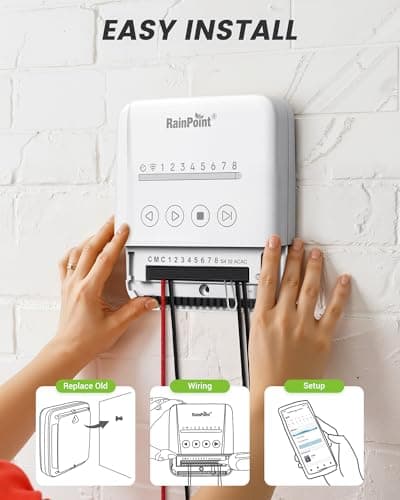 RAINPOINT 8 Zone Smart Sprinkler Controller - Local Weather Intelligence WiFi Sprinkler System Controller, Easy Install APP Control Irrigation System, Sprinkler Timer for Garden Yard