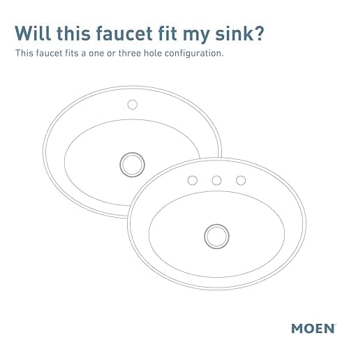 Moen Laris Chrome One-Handle Single Hole Modern Bathroom Sink Faucet with Optional Deckplate and Spring Loaded Drain Assembly, 84014