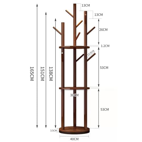 Rotary Coat Rack, Wooden Coat Rack Freestanding with 3 Shelves and 9 Hooks, Coat Tree, Sturdy and Easy Assembly Coat Rack Stand for Entryway,Hallway,Bedroom,Coats,Bags,Hats