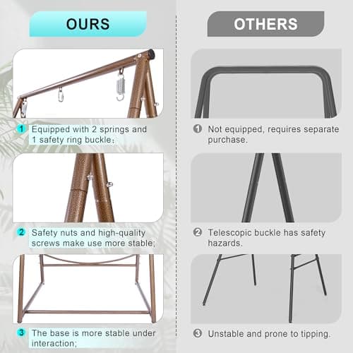 Reinforced Base & Triangular Structure Hammock Stand with 2 Storage Baskets, Swing Stand with 3 Hooks Fit for Most Hanging Chair for Oudoor&Indoor (Stand Only) (Coffee)
