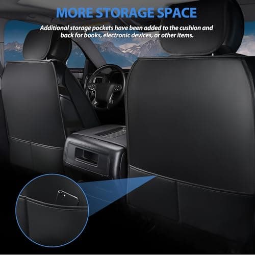 Nilight Car Seat Covers Custom Fit 2009-2024 F150 and 2017-2024 F250 F350 F450 Waterproof Wear-Resistant Leather Anti Slip Cushion Set (2PCS Front Seats Cover)