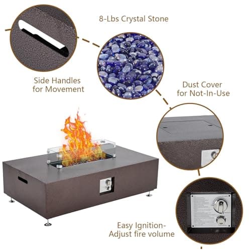 48 - Inch Outdoor Propane Fire Pit Table with Piezo Ignition and Dual - Function Design for Patio, Deck and Garden