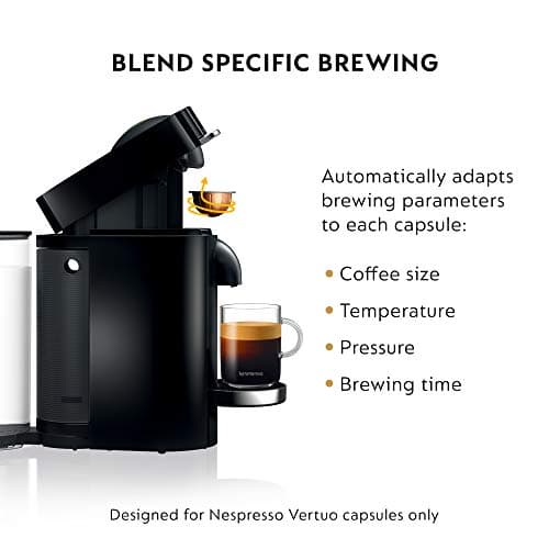 Nespresso VertuoPlus Deluxe Coffee and Espresso Machine Bundle with Aeroccino Milk Frother by De'Longhi, Black