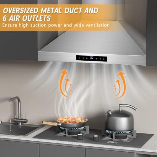 48 Inch Wall Mount Range Hood 1200CFM, 4-Speed Wall Mount Range Hood with Touch Control & Gesture Sensing Stainless Steel Kitchen Stove Vent Hoods with 4 LED Lights Ultra Series